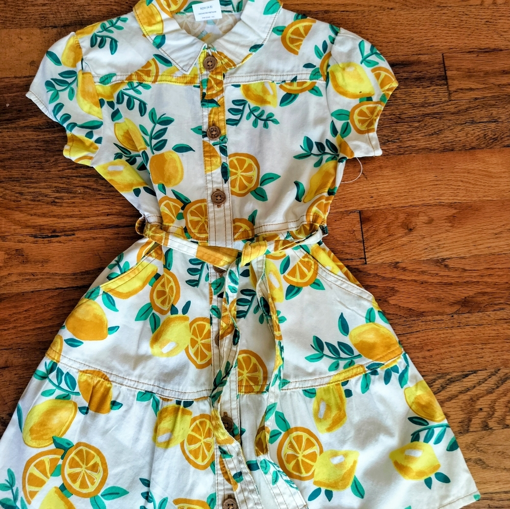 Lemon Print Dress with Belt